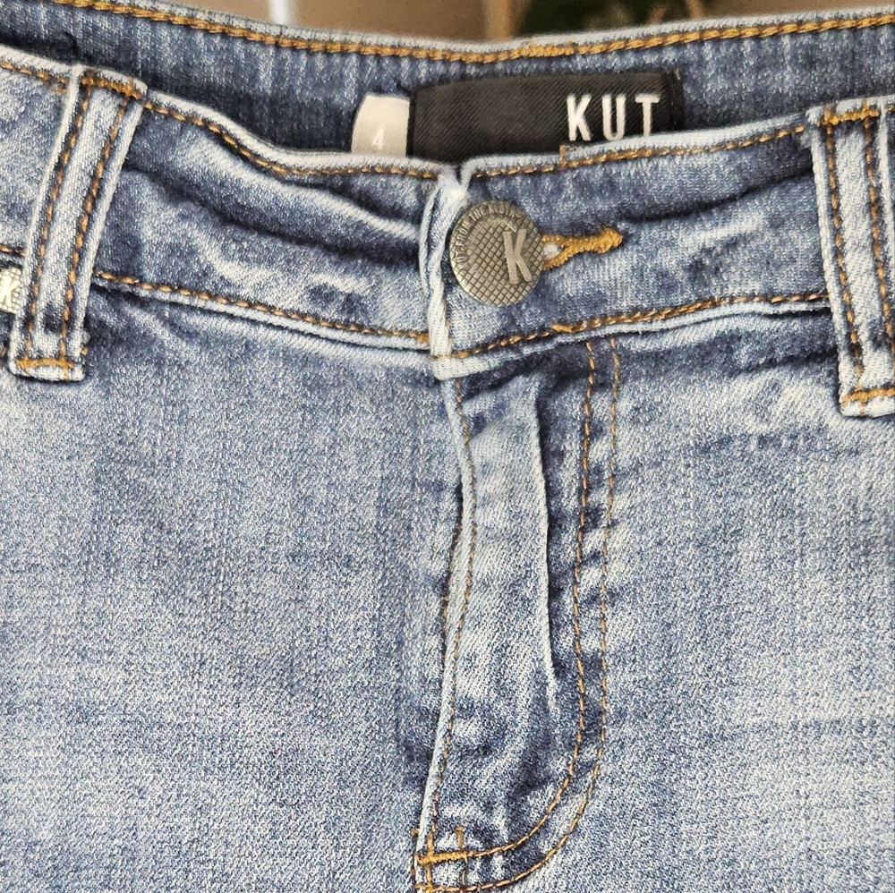 Kut from the Kloth Connie High-Low Distressed Denim Skirt - Picture 3 of 8